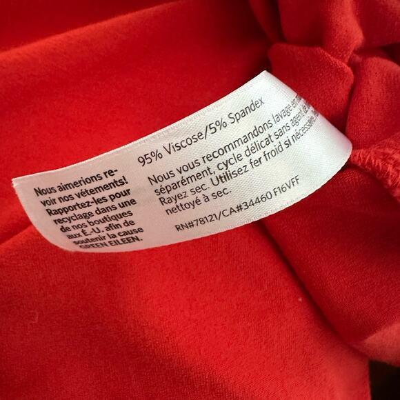 Eileen Fisher Red Orange Viscose Top Long Sleeve Stretch Asymmetrical Preppy - Picture 6 of 6